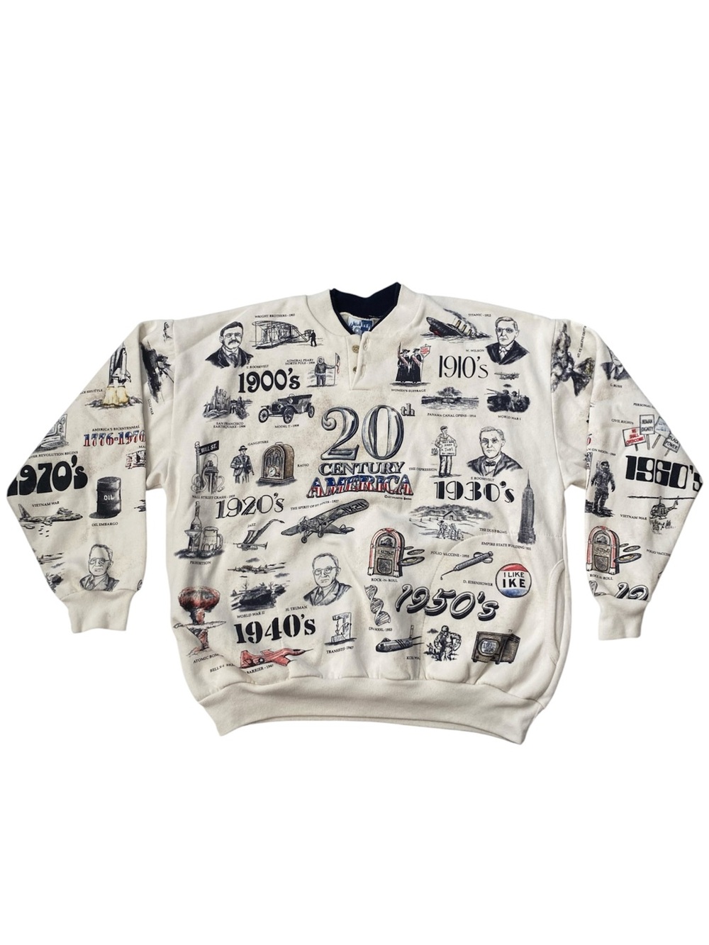 Art Unlimited AOP 20th Century America Graphic Print Vintage Sweatshirt large